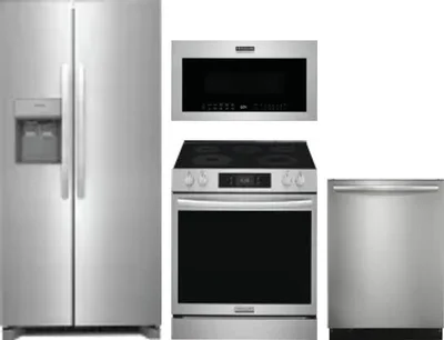 4 Piece Package Includes Refrigerator, Range, Microwave And Dishwasher