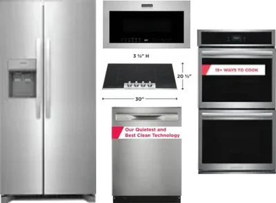 5 Piece Package Includes Refrigerator, Cooktop, Wall Oven, Microwave And Dishwasher