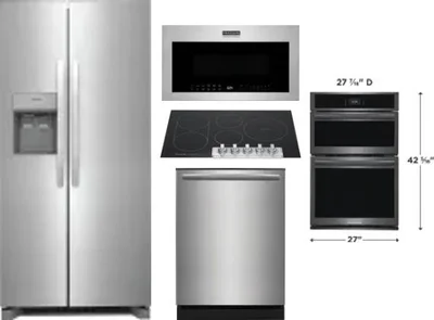 5 Piece Package Includes Refrigerator, Cooktop, Wall Oven, Microwave And Dishwasher