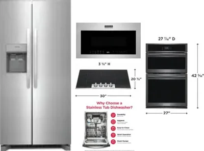 5 Piece Package Includes Refrigerator, Cooktop, Wall Oven, Microwave And Dishwasher