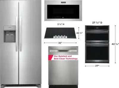 5 Piece Package Includes Refrigerator, Cooktop, Wall Oven, Microwave And Dishwasher