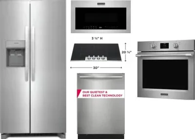 5 Piece Package Includes Refrigerator, Cooktop, Wall Oven, Microwave And Dishwasher