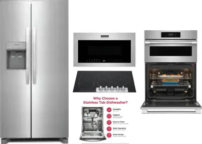 5 Piece Package Includes Refrigerator, Cooktop, Wall Oven, Microwave And Dishwasher