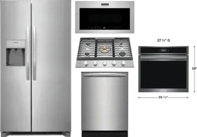 5 Piece Package Includes Refrigerator, Cooktop, Wall Oven, Microwave And Dishwasher