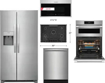 5 Piece Package Includes Refrigerator, Cooktop, Wall Oven, Microwave And Dishwasher
