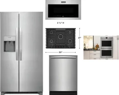 5 Piece Package Includes Refrigerator, Cooktop, Wall Oven, Microwave And Dishwasher
