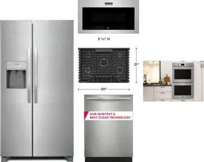 5 Piece Package Includes Refrigerator, Cooktop, Wall Oven, Microwave And Dishwasher