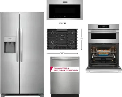 5 Piece Package Includes Refrigerator, Cooktop, Wall Oven, Microwave And Dishwasher