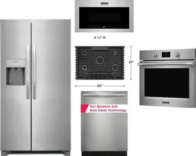 5 Piece Package Includes Refrigerator, Cooktop, Wall Oven, Microwave And Dishwasher