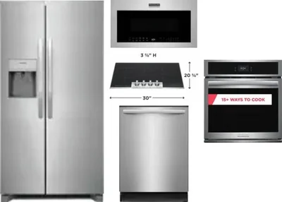 5 Piece Package Includes Refrigerator, Cooktop, Wall Oven, Microwave And Dishwasher