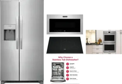 5 Piece Package Includes Refrigerator, Cooktop, Wall Oven, Microwave And Dishwasher