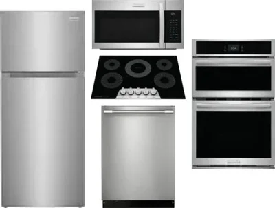 5 Piece Package Includes Refrigerator, Cooktop, Wall Oven, Microwave And Dishwasher