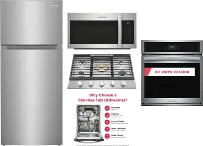 5 Piece Package Includes Refrigerator, Cooktop, Wall Oven, Microwave And Dishwasher