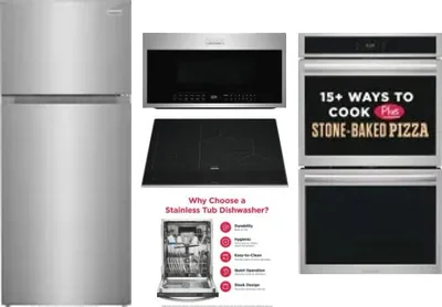 5 Piece Package Includes Refrigerator, Cooktop, Wall Oven, Microwave And Dishwasher