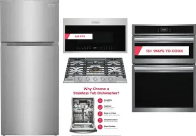 5 Piece Package Includes Refrigerator, Cooktop, Wall Oven, Microwave And Dishwasher