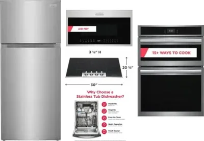 5 Piece Package Includes Refrigerator, Cooktop, Wall Oven, Microwave And Dishwasher