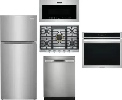 5 Piece Package Includes Refrigerator, Cooktop, Wall Oven, Microwave And Dishwasher