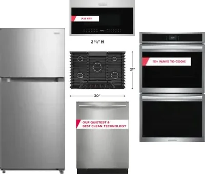 5 Piece Package Includes Refrigerator, Cooktop, Wall Oven, Microwave And Dishwasher