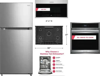 5 Piece Package Includes Refrigerator, Cooktop, Wall Oven, Microwave And Dishwasher