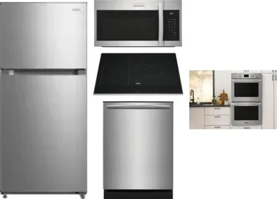 5 Piece Package Includes Refrigerator, Cooktop, Wall Oven, Microwave And Dishwasher