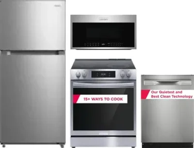 4 Piece Package Includes Refrigerator, Range, Microwave And Dishwasher