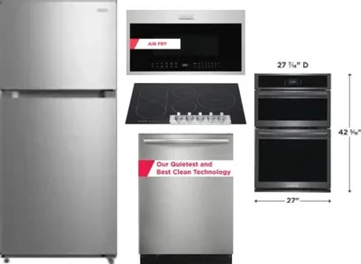 5 Piece Package Includes Refrigerator, Cooktop, Wall Oven, Microwave And Dishwasher