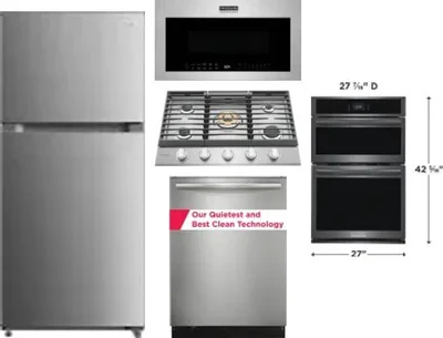 5 Piece Package Includes Refrigerator, Cooktop, Wall Oven, Microwave And Dishwasher