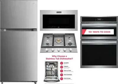5 Piece Package Includes Refrigerator, Cooktop, Wall Oven, Microwave And Dishwasher