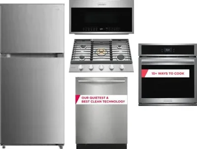 5 Piece Package Includes Refrigerator, Cooktop, Wall Oven, Microwave And Dishwasher