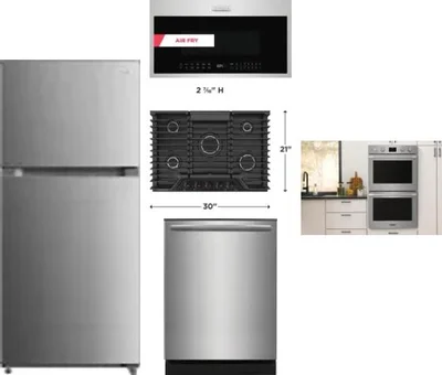 5 Piece Package Includes Refrigerator, Cooktop, Wall Oven, Microwave And Dishwasher