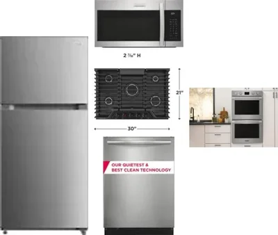 5 Piece Package Includes Refrigerator, Cooktop, Wall Oven, Microwave And Dishwasher