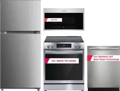 4 Piece Package Includes Refrigerator, Range, Microwave And Dishwasher