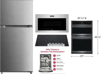 5 Piece Package Includes Refrigerator, Cooktop, Wall Oven, Microwave And Dishwasher