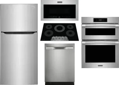 5 Piece Package Includes Refrigerator, Cooktop, Wall Oven, Microwave And Dishwasher
