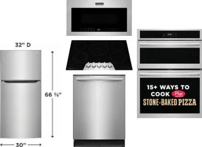 5 Piece Package Includes Refrigerator, Cooktop, Wall Oven, Microwave And Dishwasher