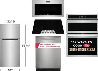 5 Piece Package Includes Refrigerator, Cooktop, Wall Oven, Microwave And Dishwasher