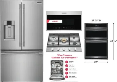 5 Piece Package Includes Refrigerator, Cooktop, Wall Oven, Microwave And Dishwasher