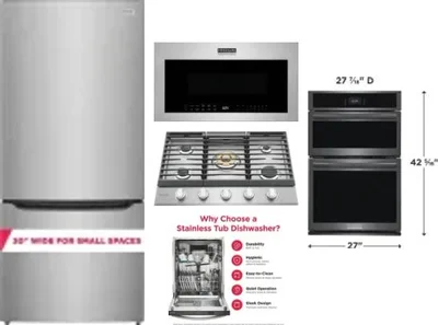 5 Piece Package Includes Refrigerator, Cooktop, Wall Oven, Microwave And Dishwasher