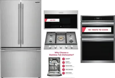 5 Piece Package Includes Refrigerator, Cooktop, Wall Oven, Microwave And Dishwasher