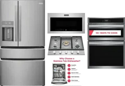 5 Piece Package Includes Refrigerator, Cooktop, Wall Oven, Microwave And Dishwasher