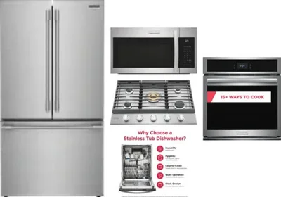 5 Piece Package Includes Refrigerator, Cooktop, Wall Oven, Microwave And Dishwasher