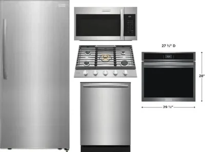 5 Piece Package Includes Refrigerator, Cooktop, Wall Oven, Microwave And Dishwasher