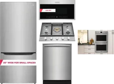 5 Piece Package Includes Refrigerator, Cooktop, Wall Oven, Microwave And Dishwasher