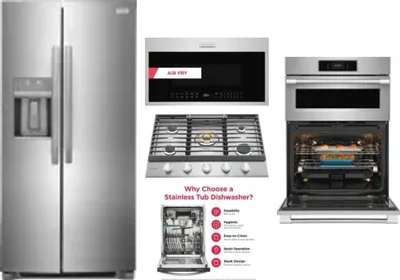 5 Piece Package Includes Refrigerator, Cooktop, Wall Oven, Microwave And Dishwasher