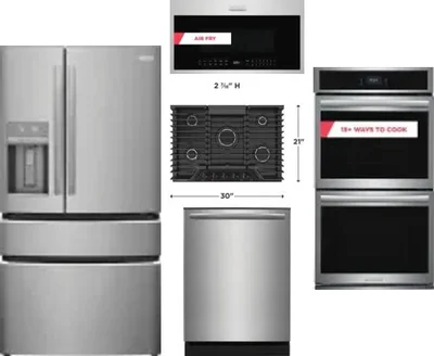 5 Piece Package Includes Refrigerator, Cooktop, Wall Oven, Microwave And Dishwasher