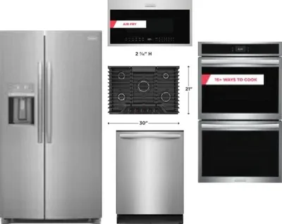 5 Piece Package Includes Refrigerator, Cooktop, Wall Oven, Microwave And Dishwasher