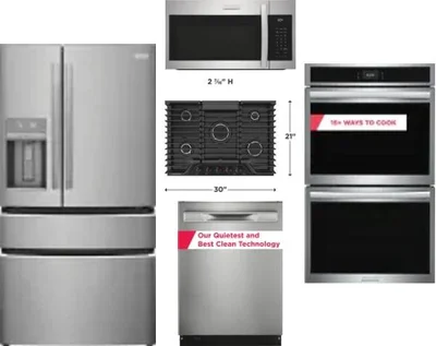5 Piece Package Includes Refrigerator, Cooktop, Wall Oven, Microwave And Dishwasher