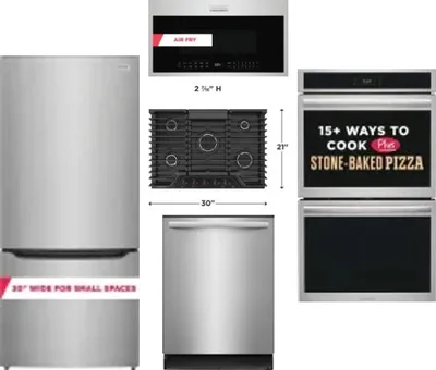 5 Piece Package Includes Refrigerator, Cooktop, Wall Oven, Microwave And Dishwasher