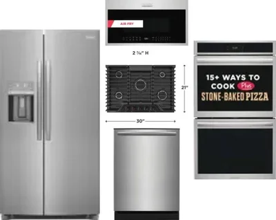 5 Piece Package Includes Refrigerator, Cooktop, Wall Oven, Microwave And Dishwasher