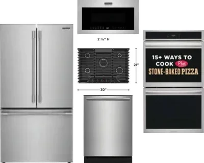 5 Piece Package Includes Refrigerator, Cooktop, Wall Oven, Microwave And Dishwasher